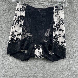 Shapewear Womens M Black Floral Lace High Waist Retro Control Shorts‎